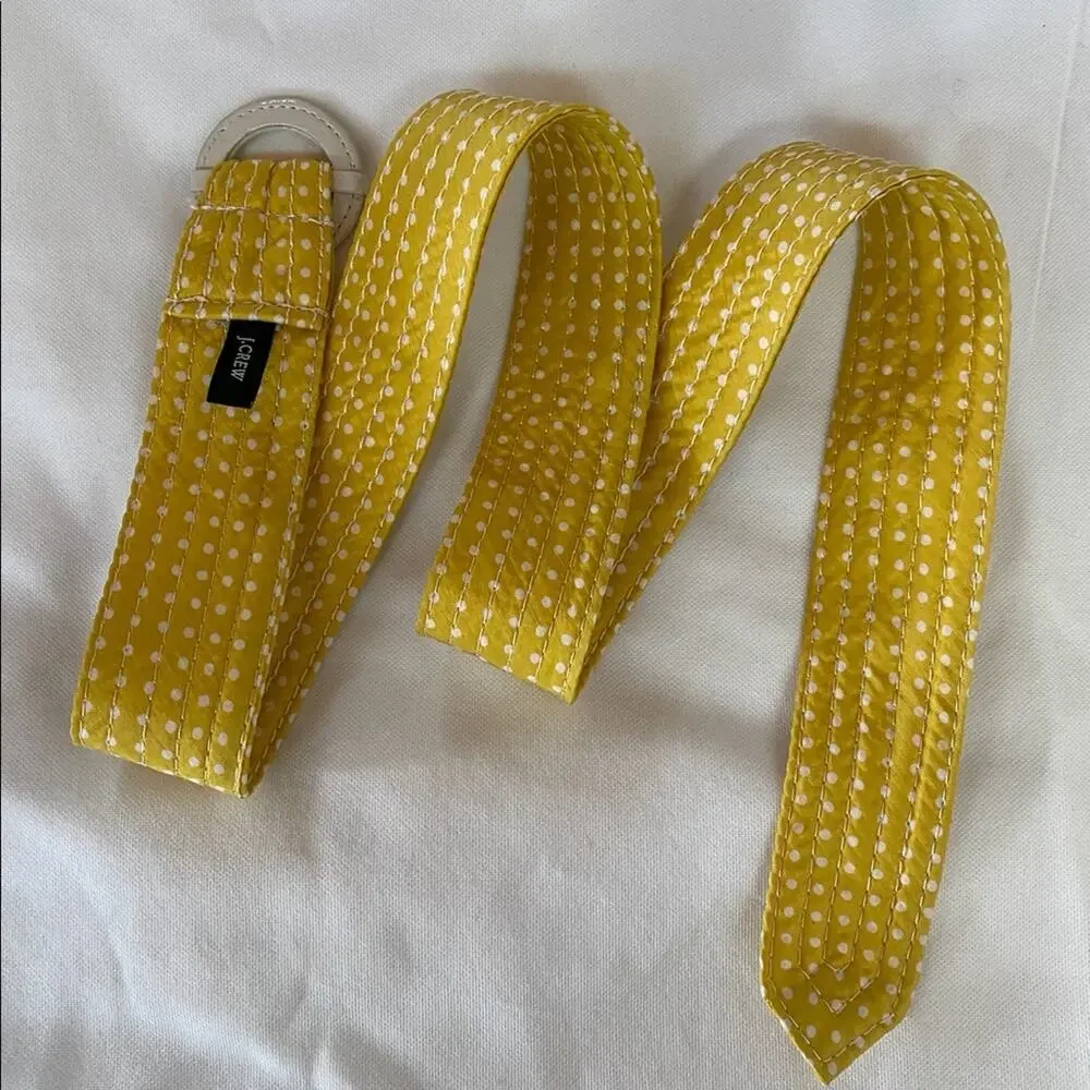 J.CREW S/M Yellow Polka‎ Dot Quilted Silk Belt VERY NICE! - Picture 4 of 5